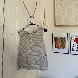 Knit blue and white tank top